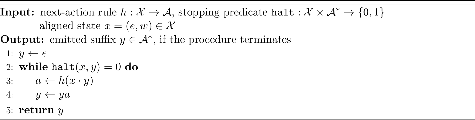 Figure 1: \operatorname{Roll}_\mathtt{halt}(h)(x): deterministic autoregressive rollout