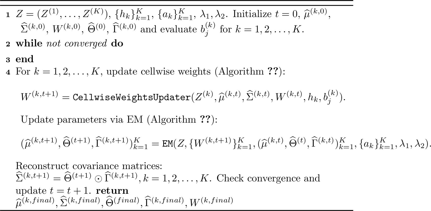 Figure 3: Computation procedure for joint cellwise MCD estimator (JCELLMCD)