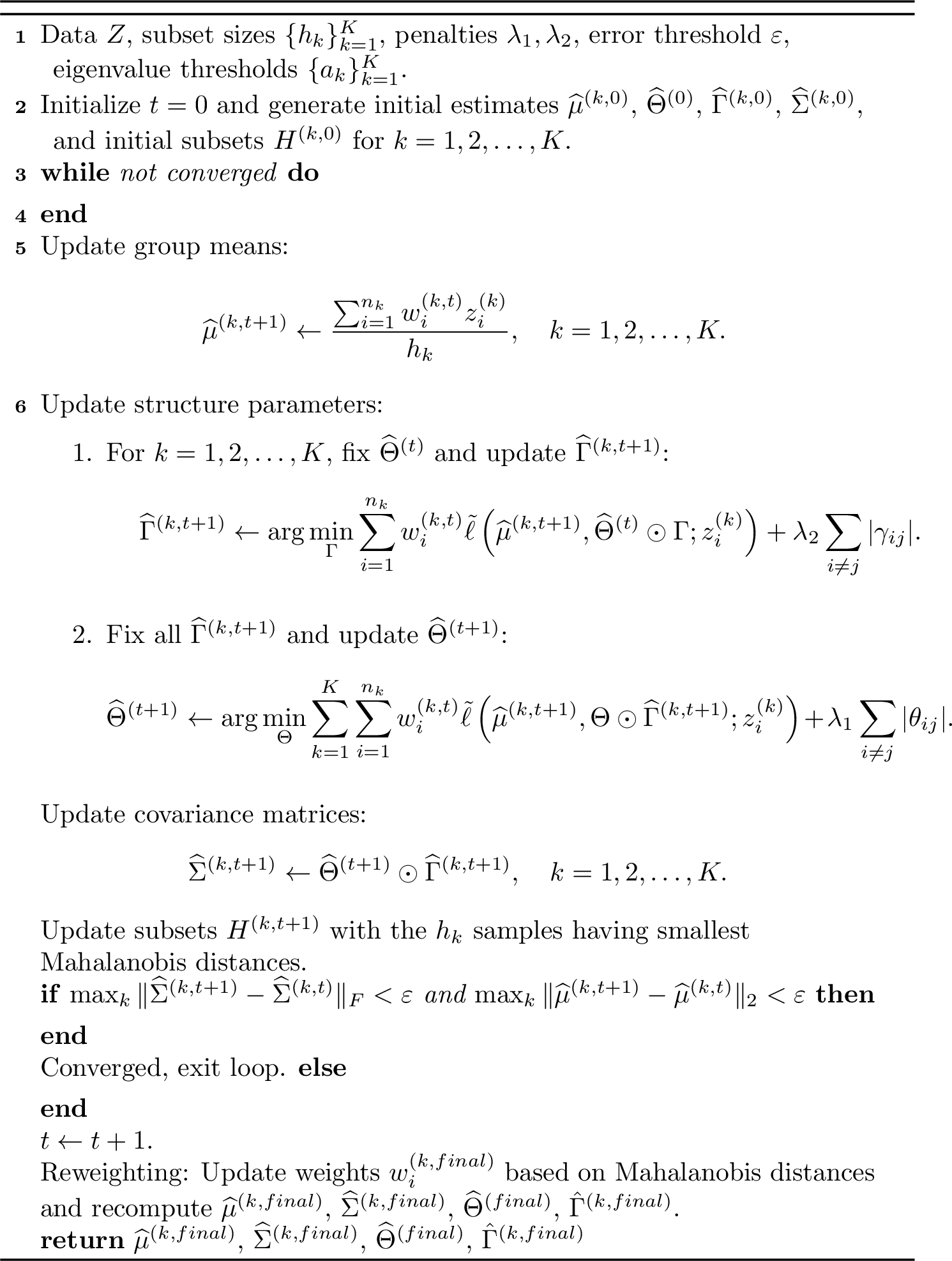 Figure 2: Fast-MCD Algorithm for Joint Casewise MCD Estimator (JCASEMCD)