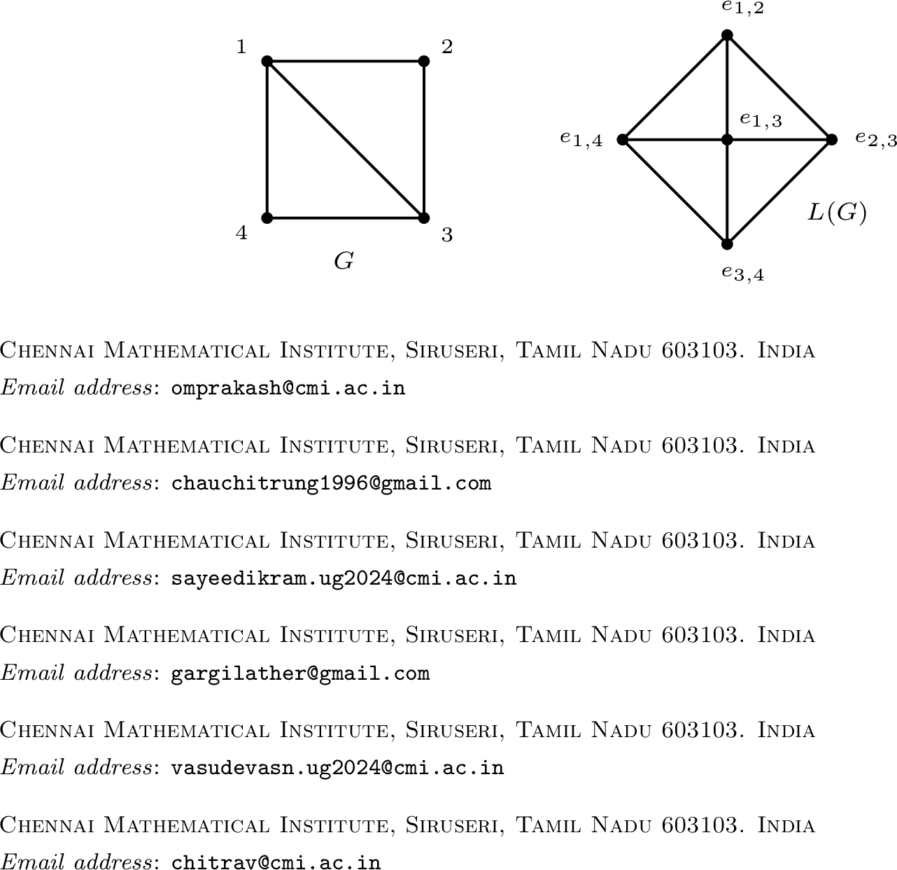 Figure 10: The diamond graph G and its line graph L(G)