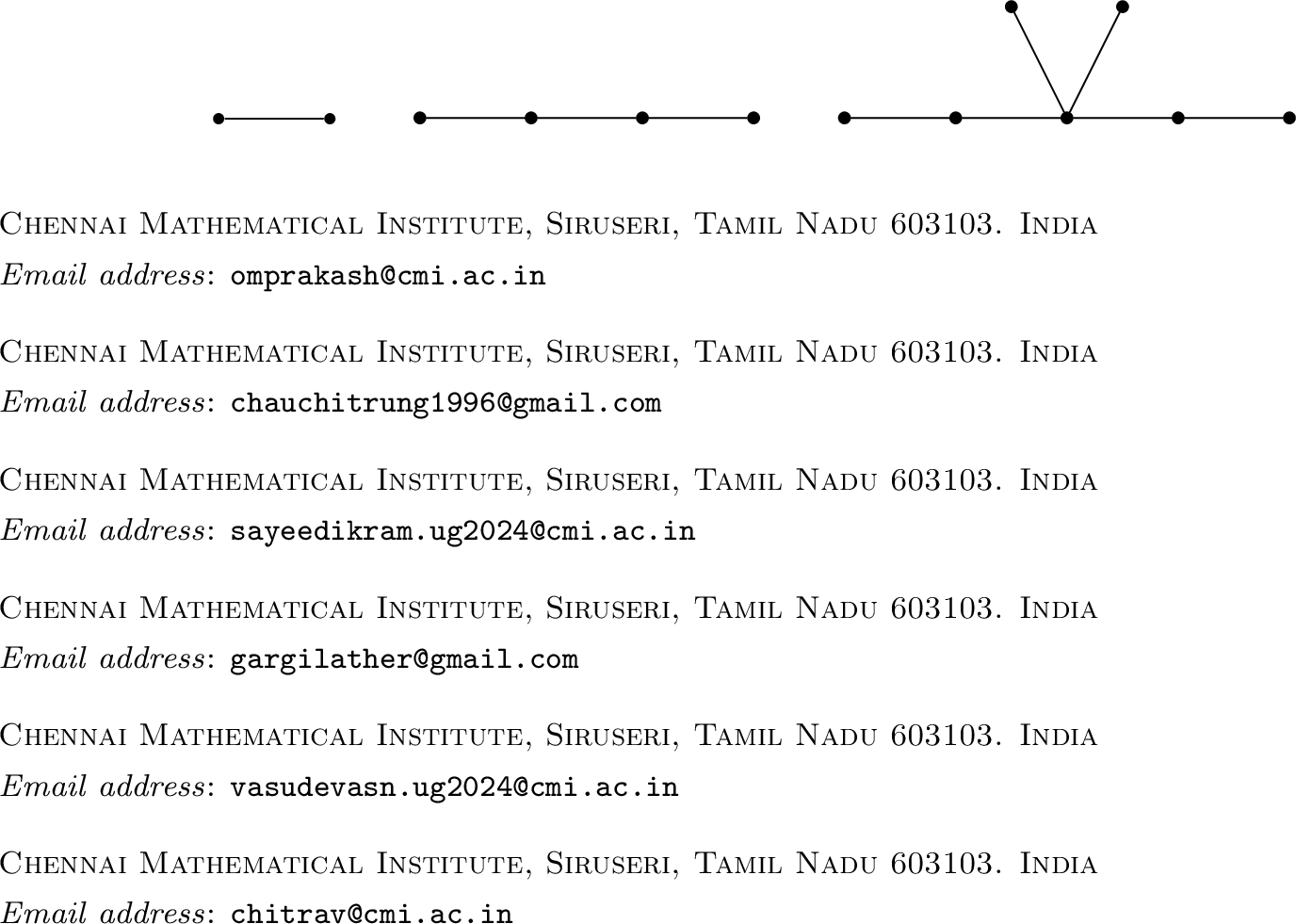 Figure 9: Trees on n=\frac{k^2+7}{8} vertices that realize A_k for k=3,5,7.