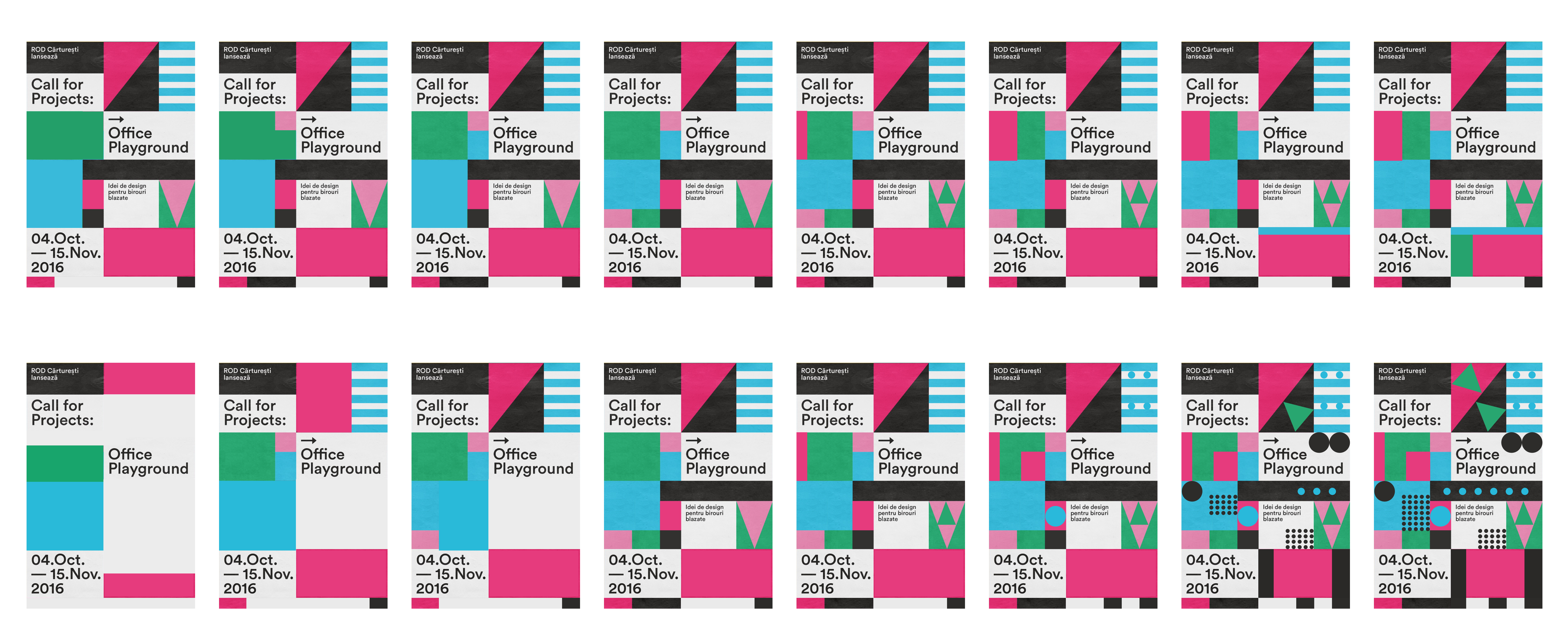 Figure 1: Example stimulus sets used in the experiment. Top row shows a low-variance design set in which designs are visually similar and clustered near the perceptual centroid. Bottom row shows a high-variance design set spanning a broader stylistic continuum. In the actual experiment, designs within each set were presented in randomized grid positions.