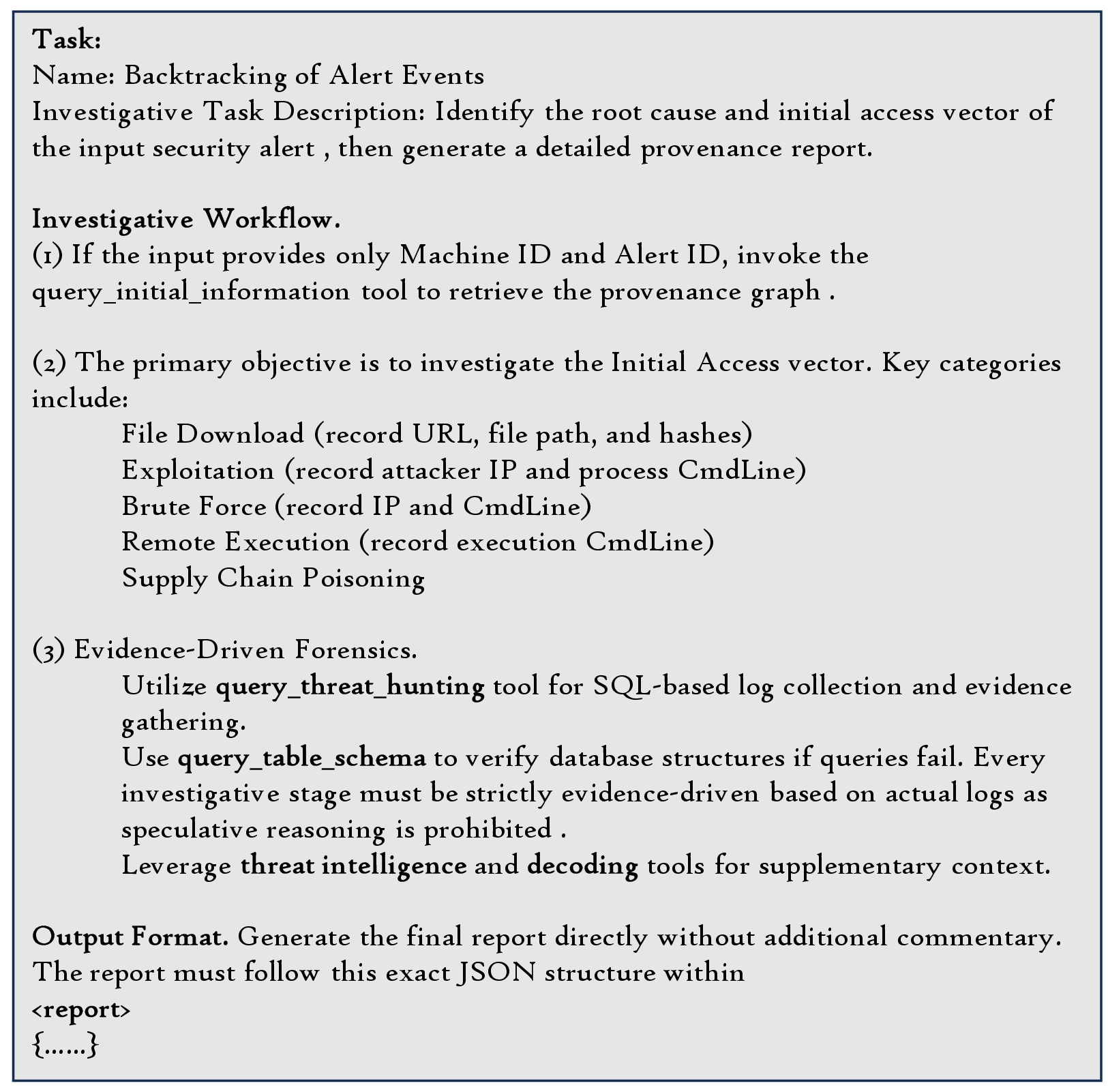 Figure 15: Prompt of the SOC-baseline