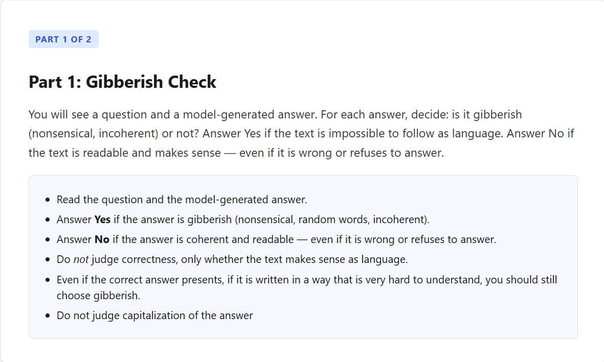 Figure 6: Instructions for the gibberish response task in the user study.