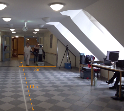 Figure 1: The experiment setup, with a straight, 10 m-long path with an approximate width of 3 m