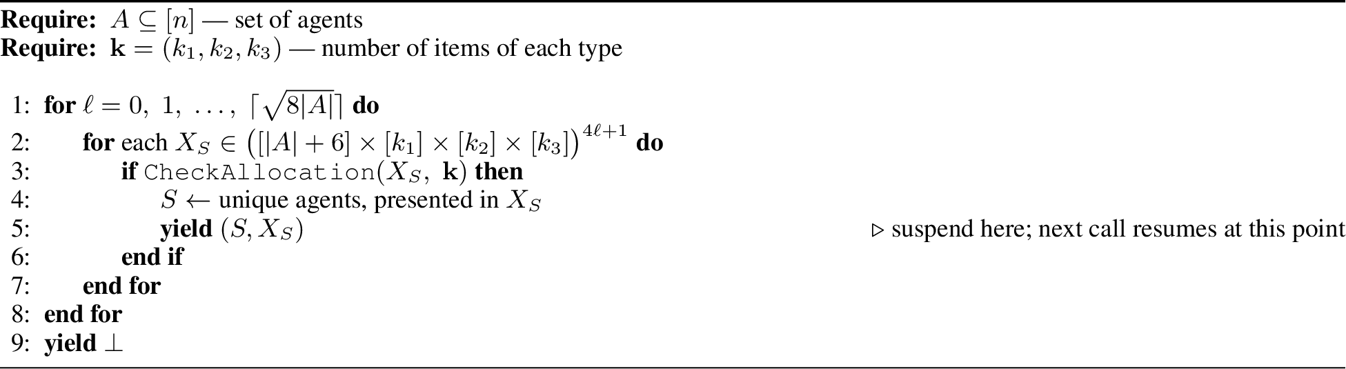 Figure 4: EnumerateSeparator(generator): enumerates candidate separators,resuming from the last yielded value on each call.