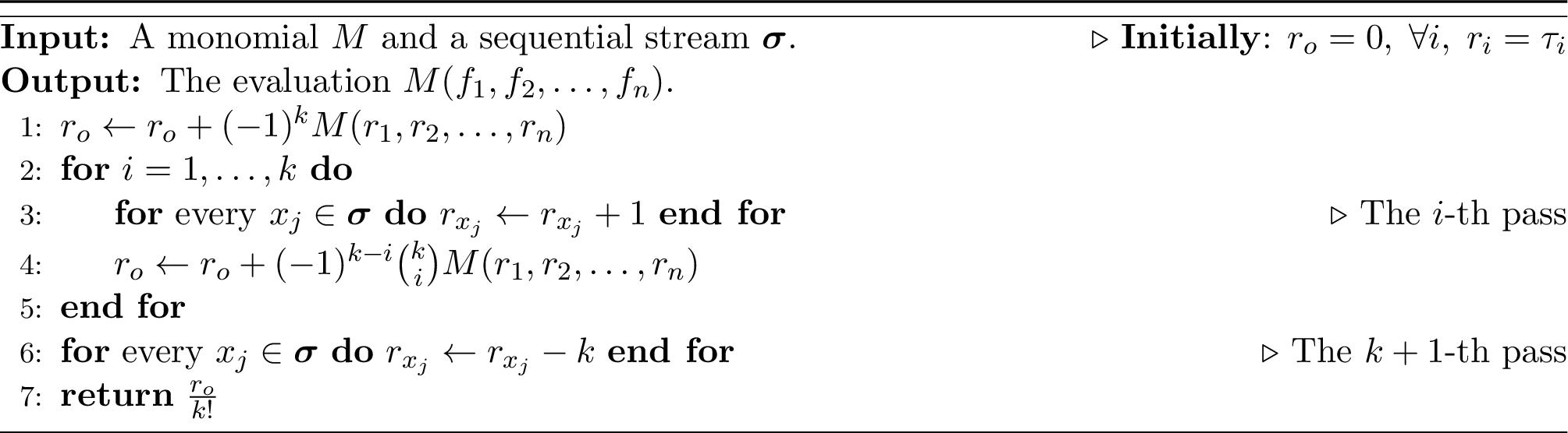 Figure 2: Compute Degree-k Monomial M(f_1, f_2,\ldots,f_n)