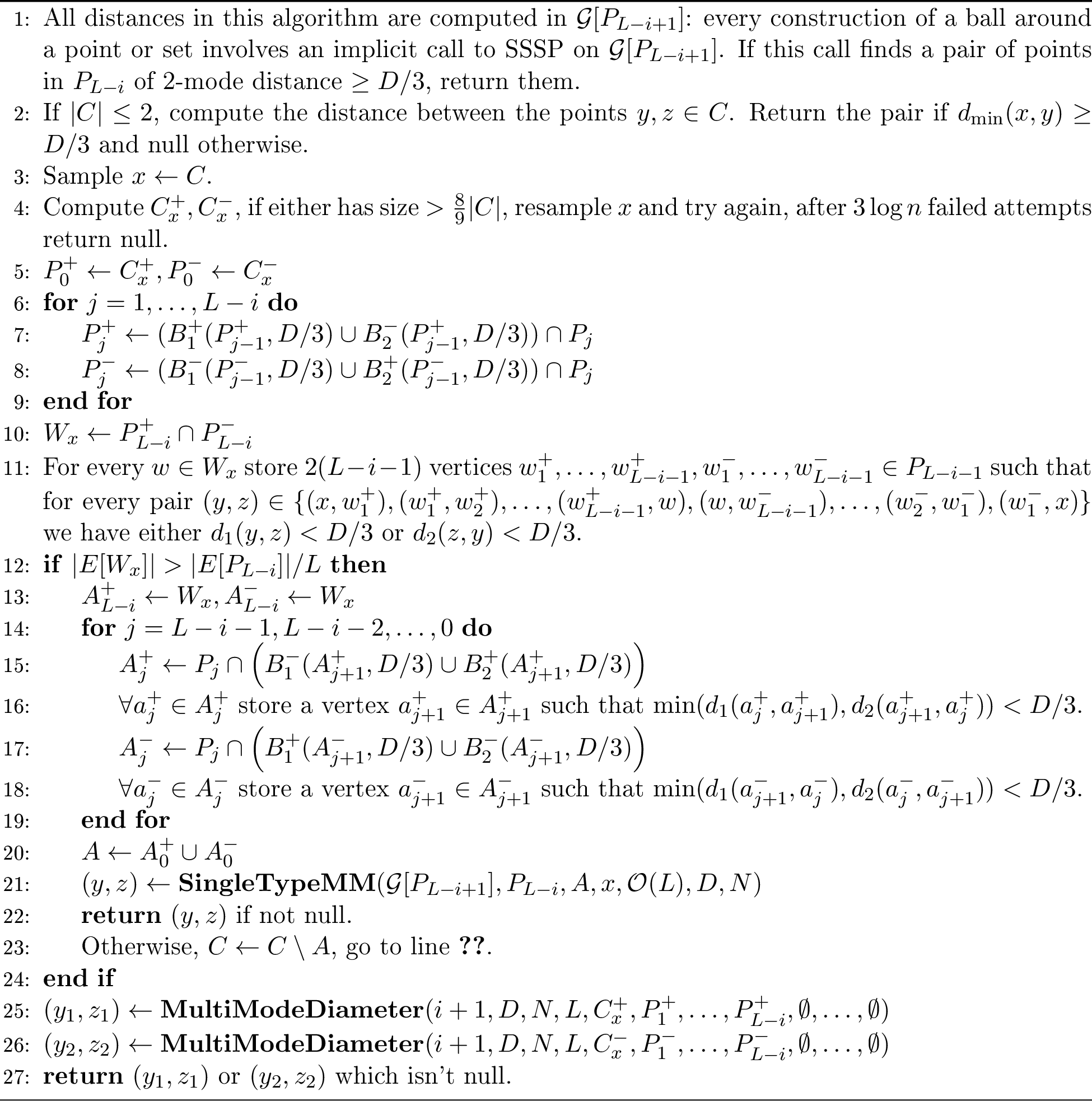 Figure 4: \operatorname*{\mathbf{MultiModeDiameter}}(i, N, D, L, C, P_1, \ldots, P_{L+1})