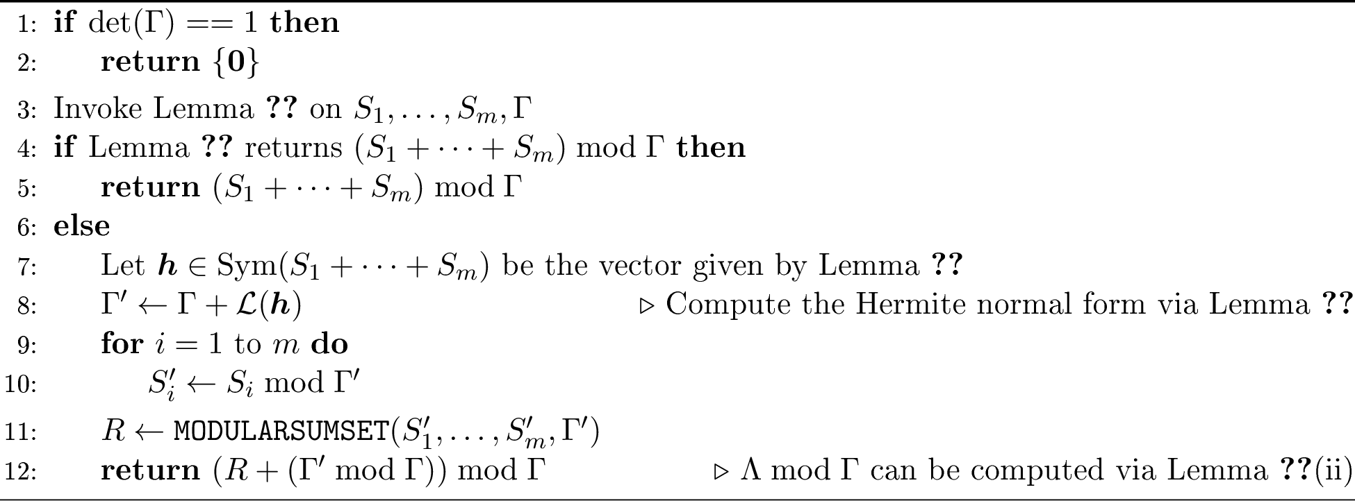 Figure 2: \mathtt{MODULARSUMSET}(S_1, \ldots, S_m, \Gamma)