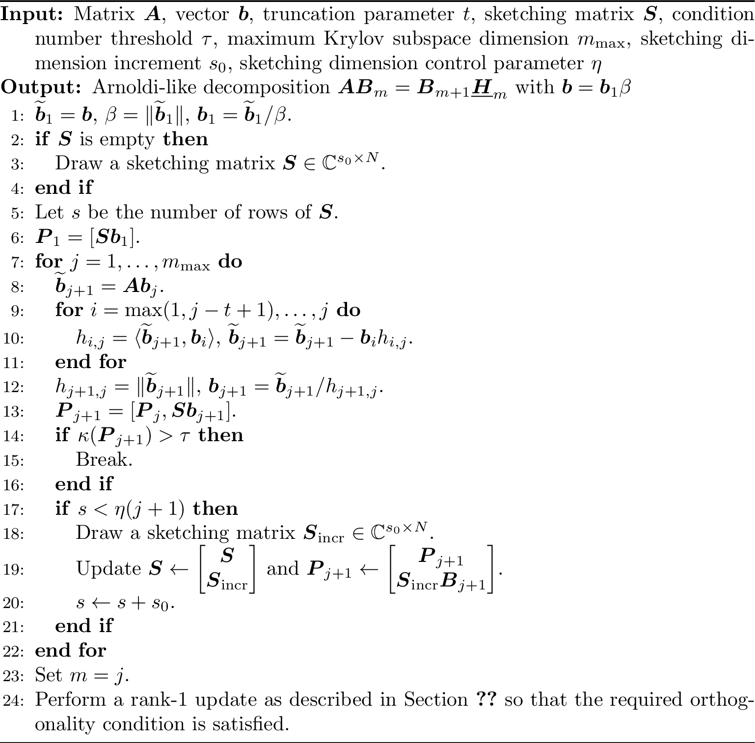 Figure 4: Truncated Arnoldi (t-Arnoldi) process