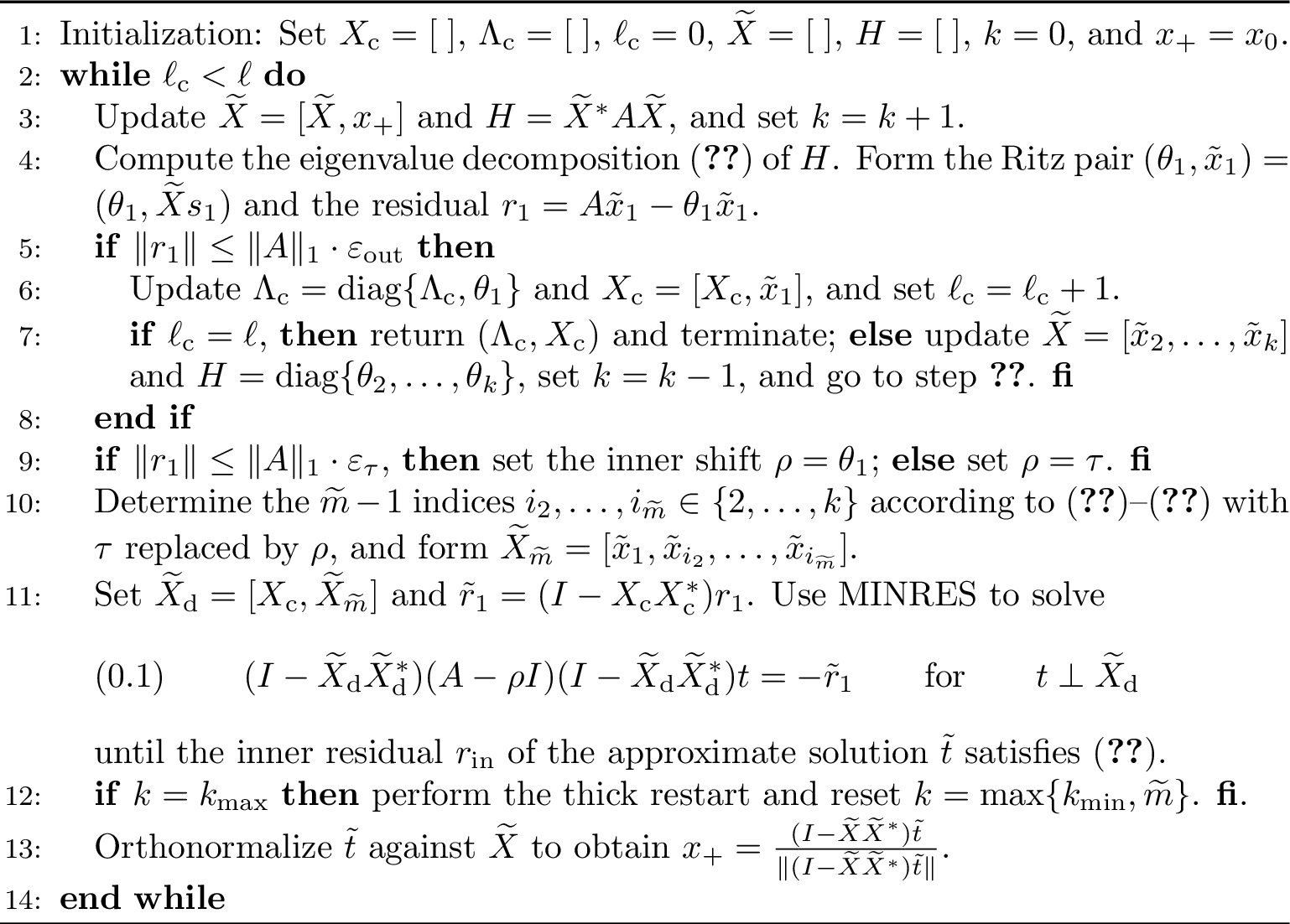 Figure 3: Thick-restart JD-V with deflation and purgation for the target \tau.