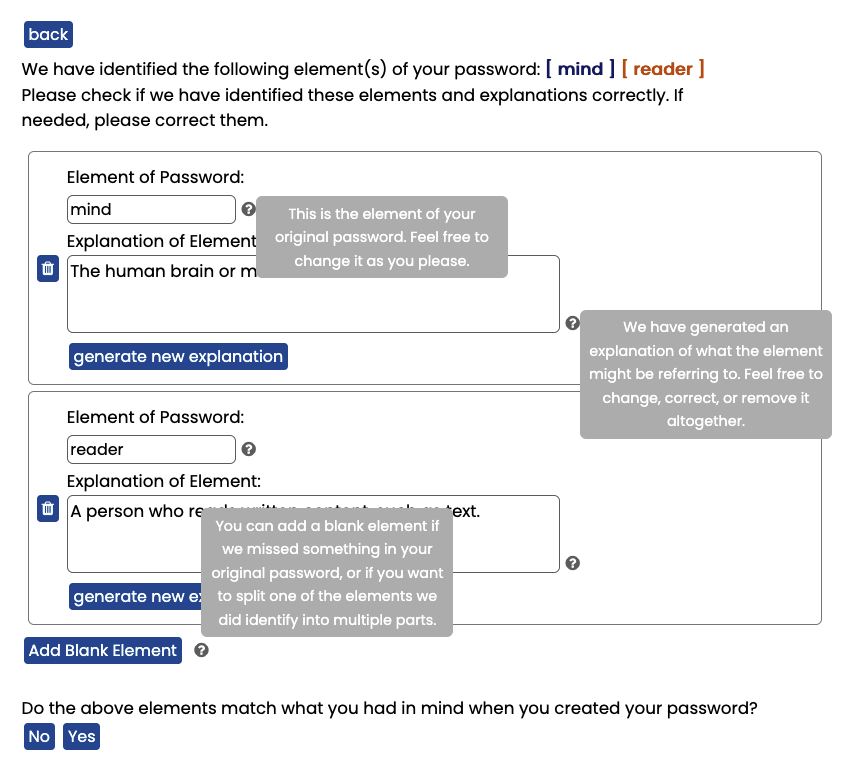 Figure 20: Tooltips from the password segmentation step.