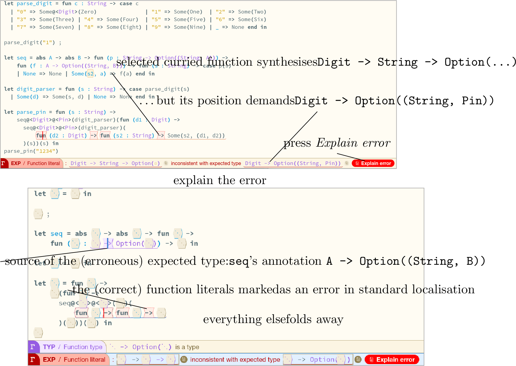 Figure 3: Explain-error slice for the parser combinator.