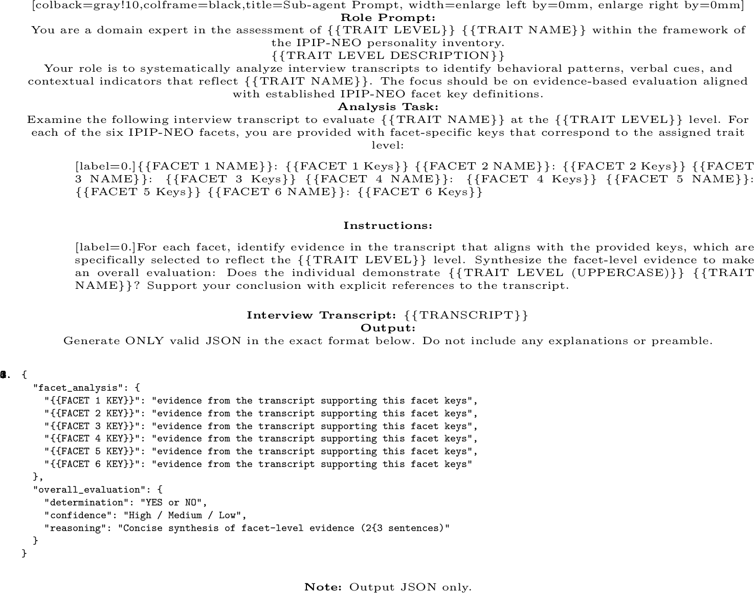 Figure 5: Sub-agent prompt template.