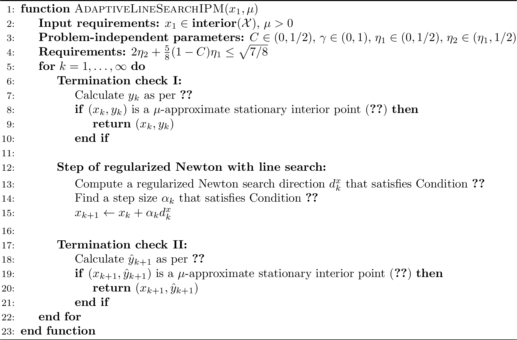 Figure 1: Adaptive Line Search Interior Point Method