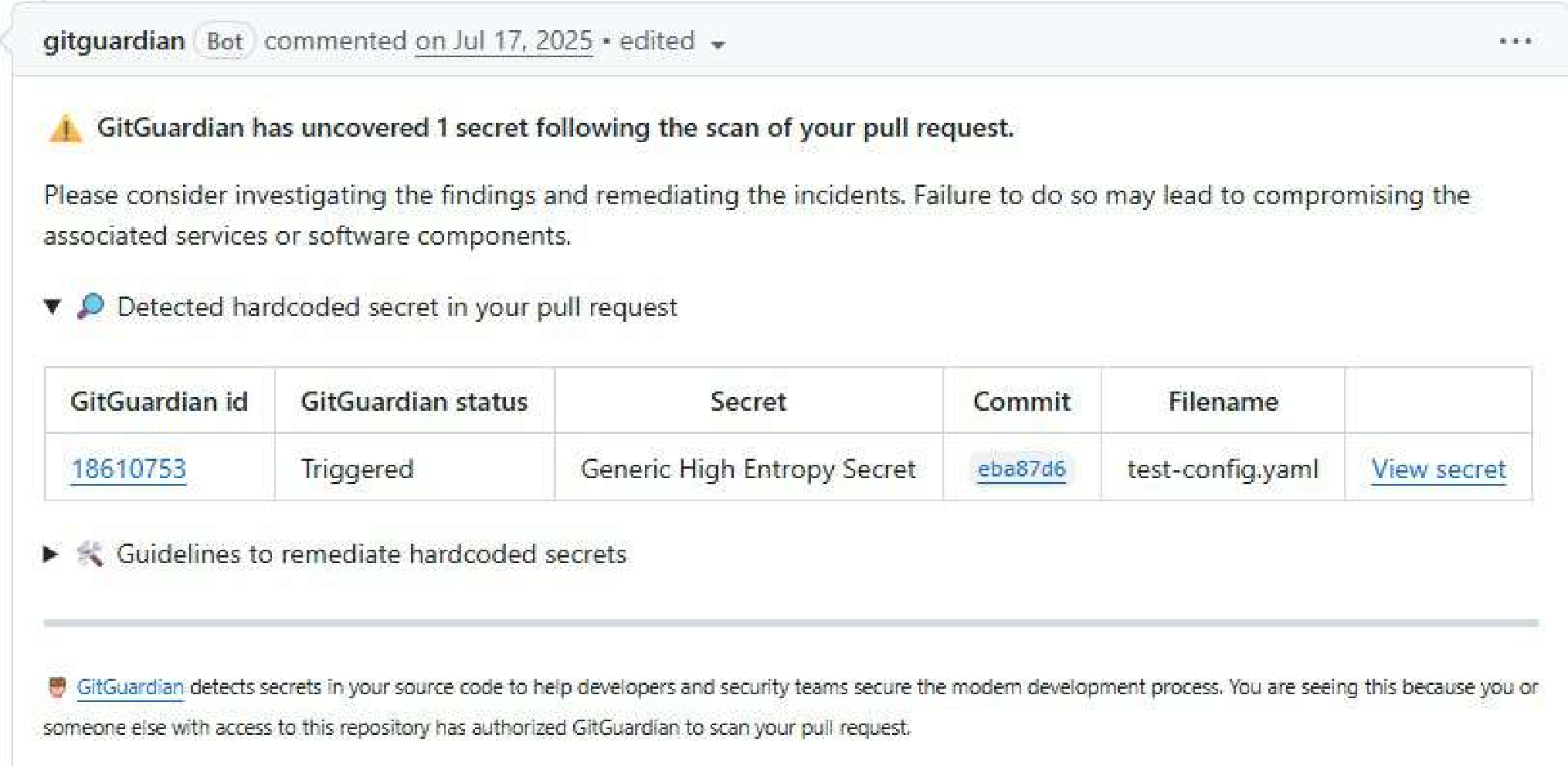 Figure 9: Sample Secret 1