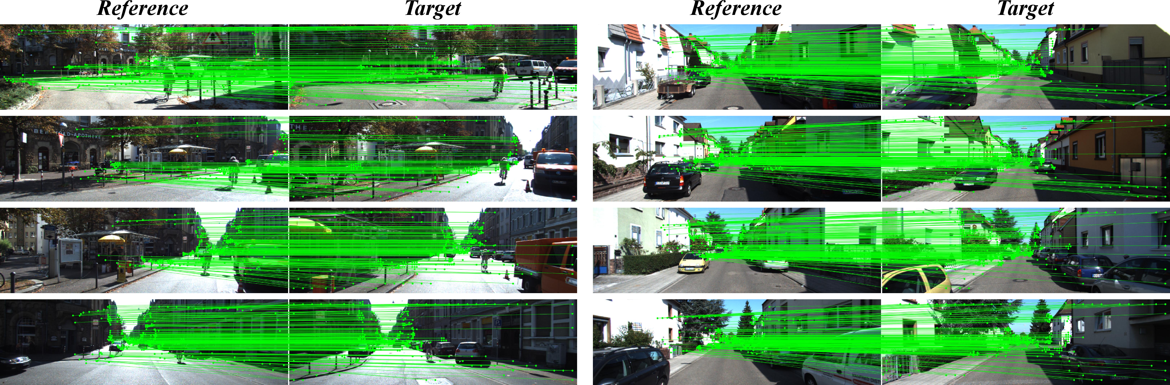Figure 9: Visualization of ground-to-ground matching on two continuous trajectories from the cross-area test split of the KITTI dataset.