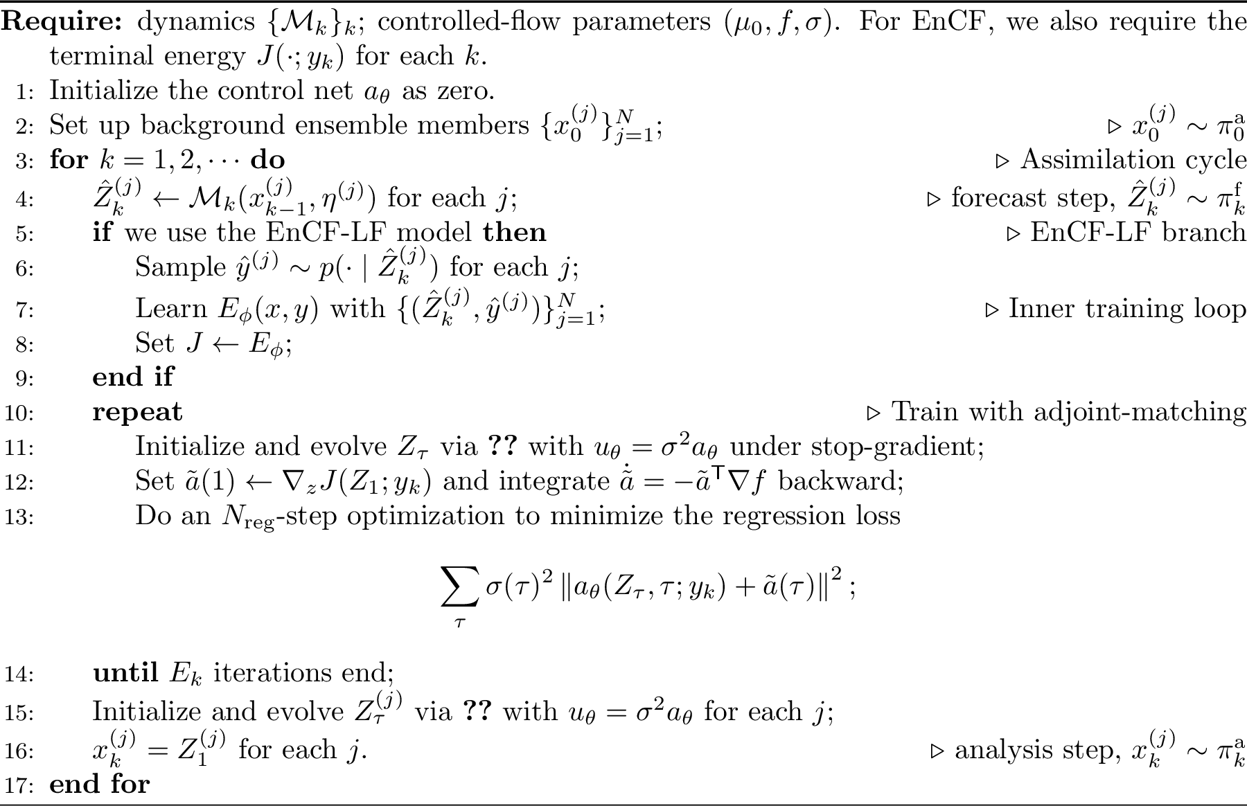 Figure 2: Ensemble Controlled-flow Filtering (EnCF/EnCF-LF).