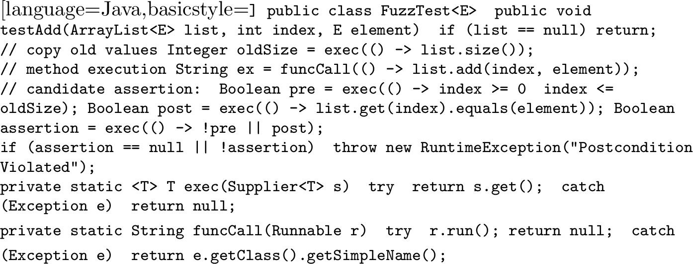 Figure 4: Simplified fuzz test generated from the running example in Section 2.