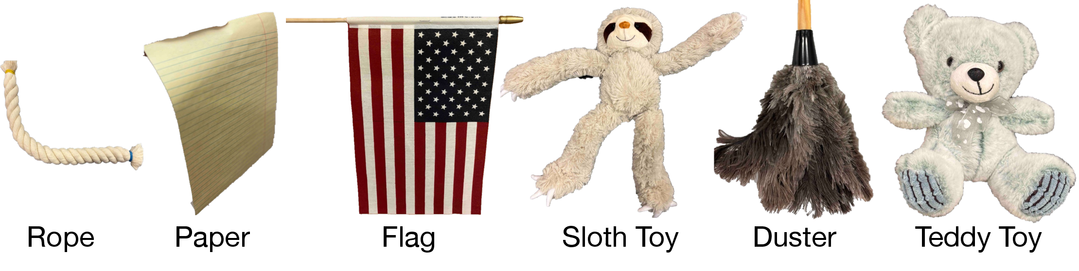 Figure 3: Experimental Objects (see text).