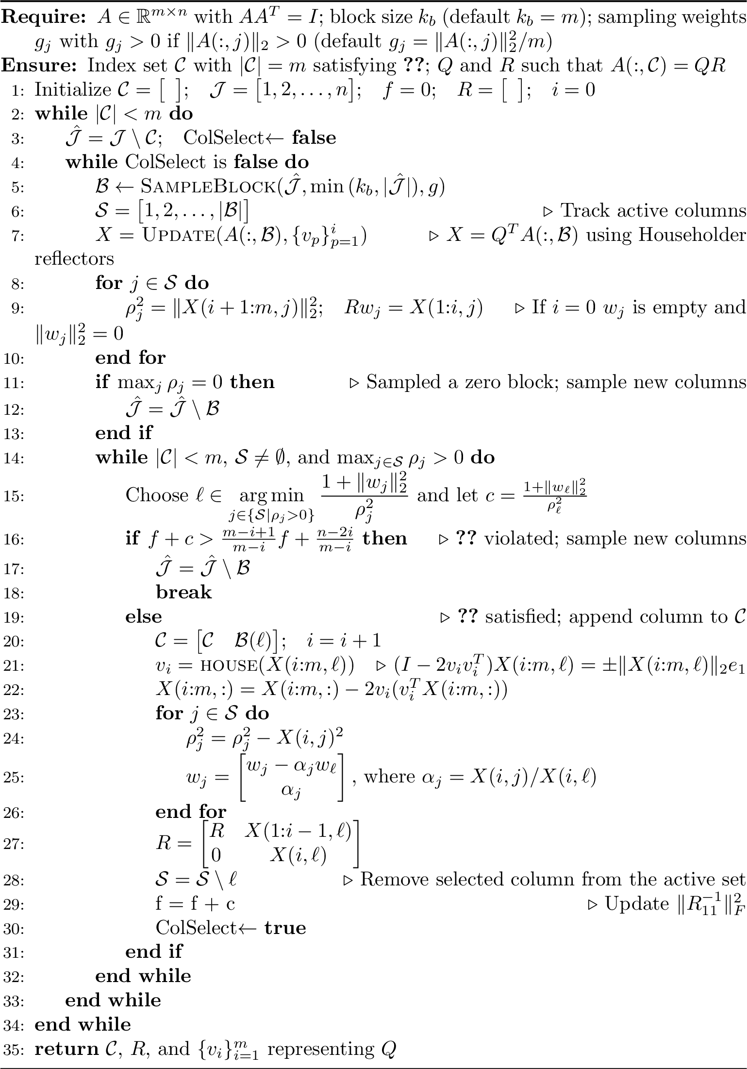 Figure 2: Randomized Bischof-Stewart column selection.