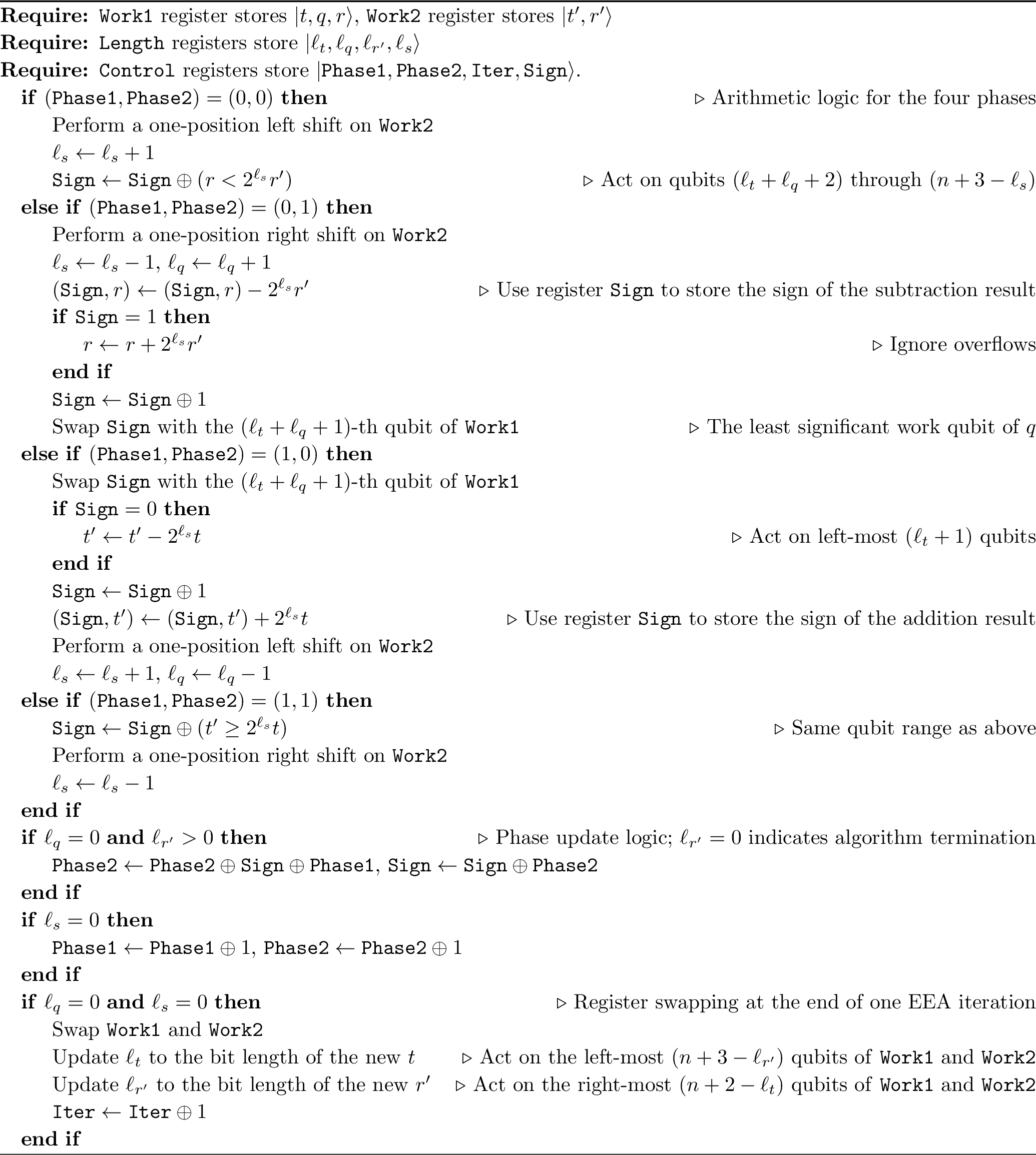 Figure 6: One step of our EEA implementation with register sharing