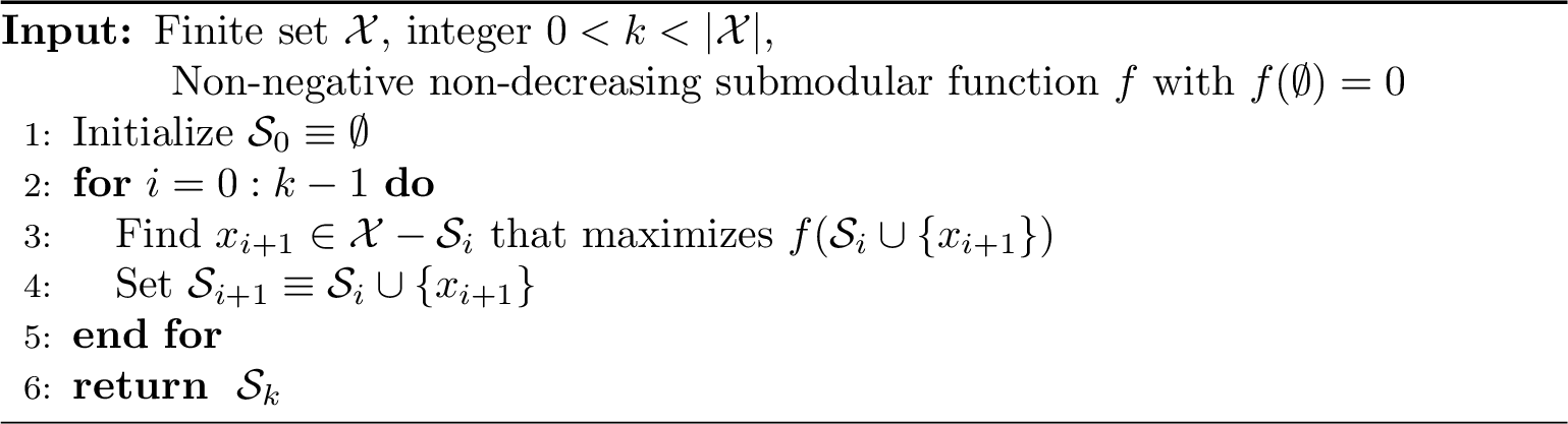 Figure 1: Greedy heuristic for non-negative non-decreasing submodular functions f[2], [1]