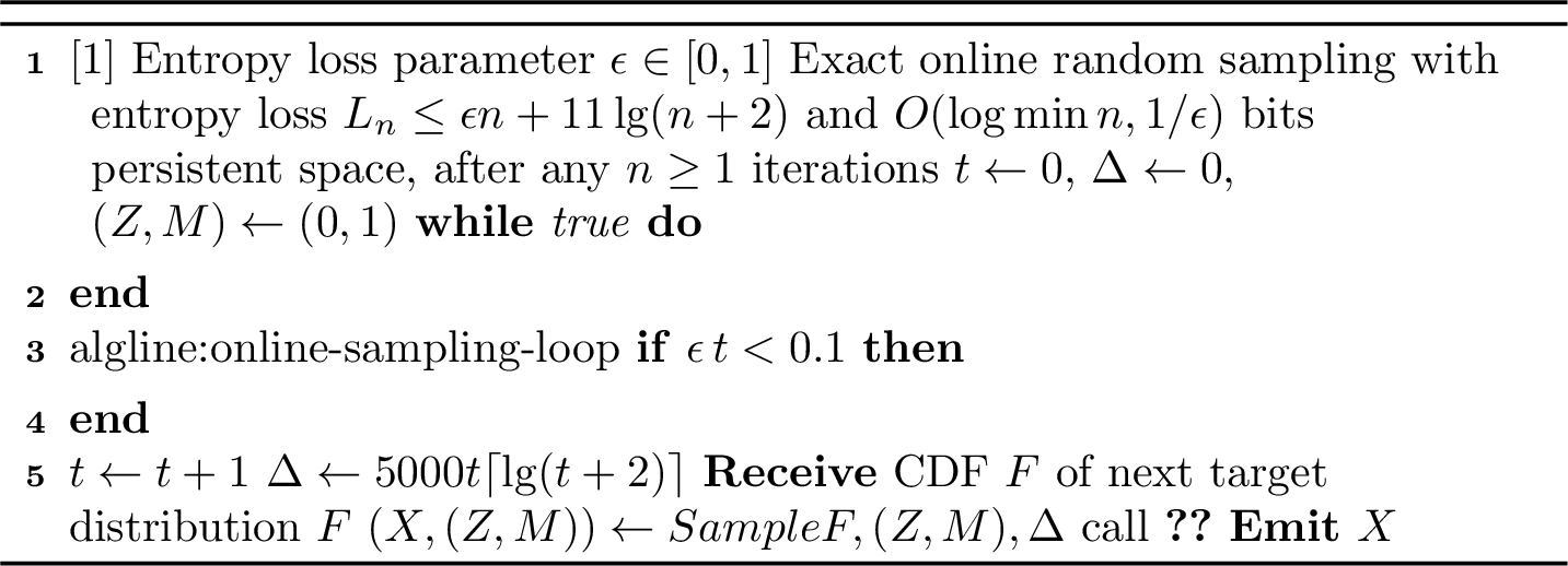 Figure 3: Online random sampling with randomness recycling.