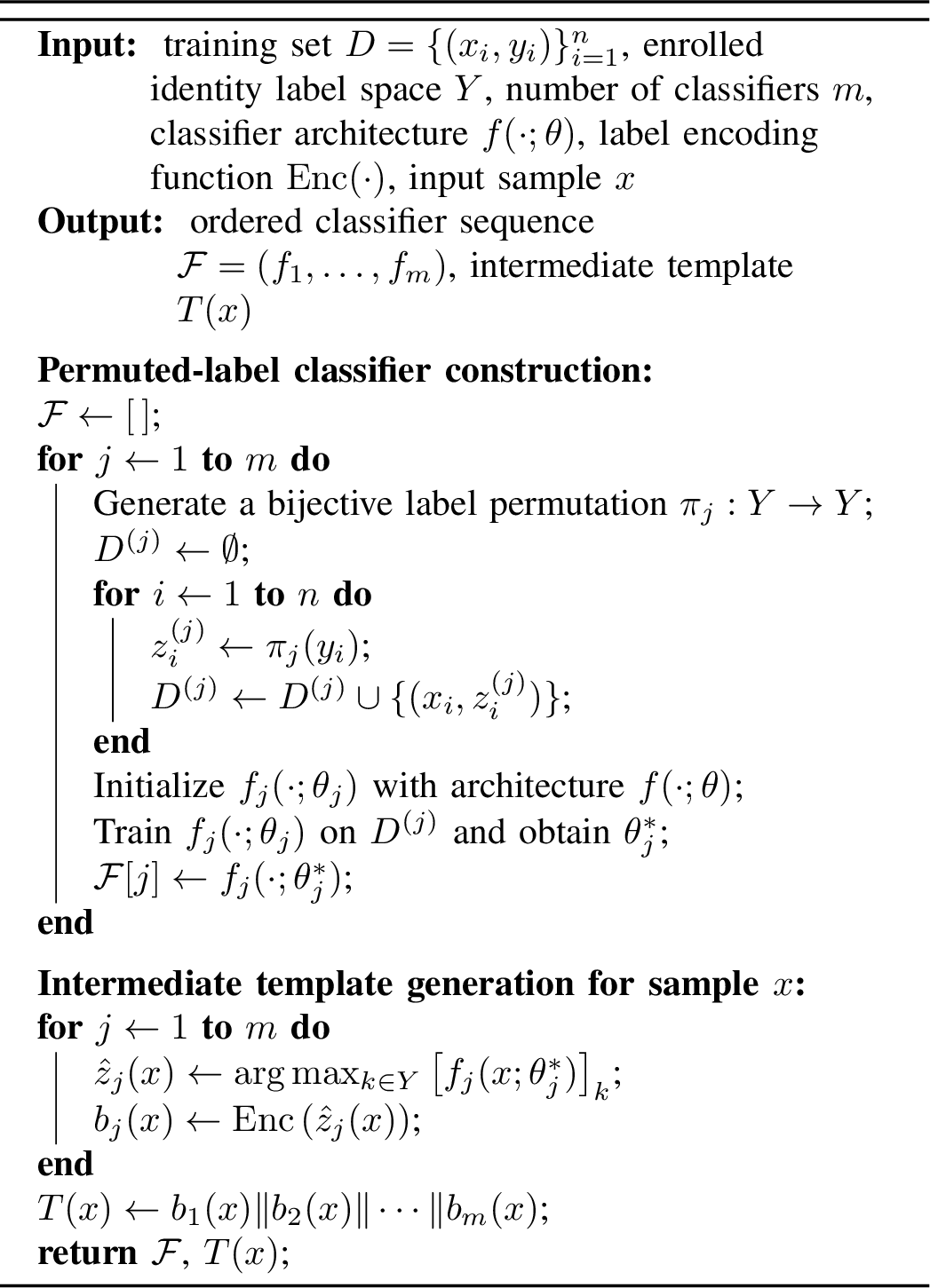 Figure 3: MPLCE Classifier Construction and Intermediate Template Generation