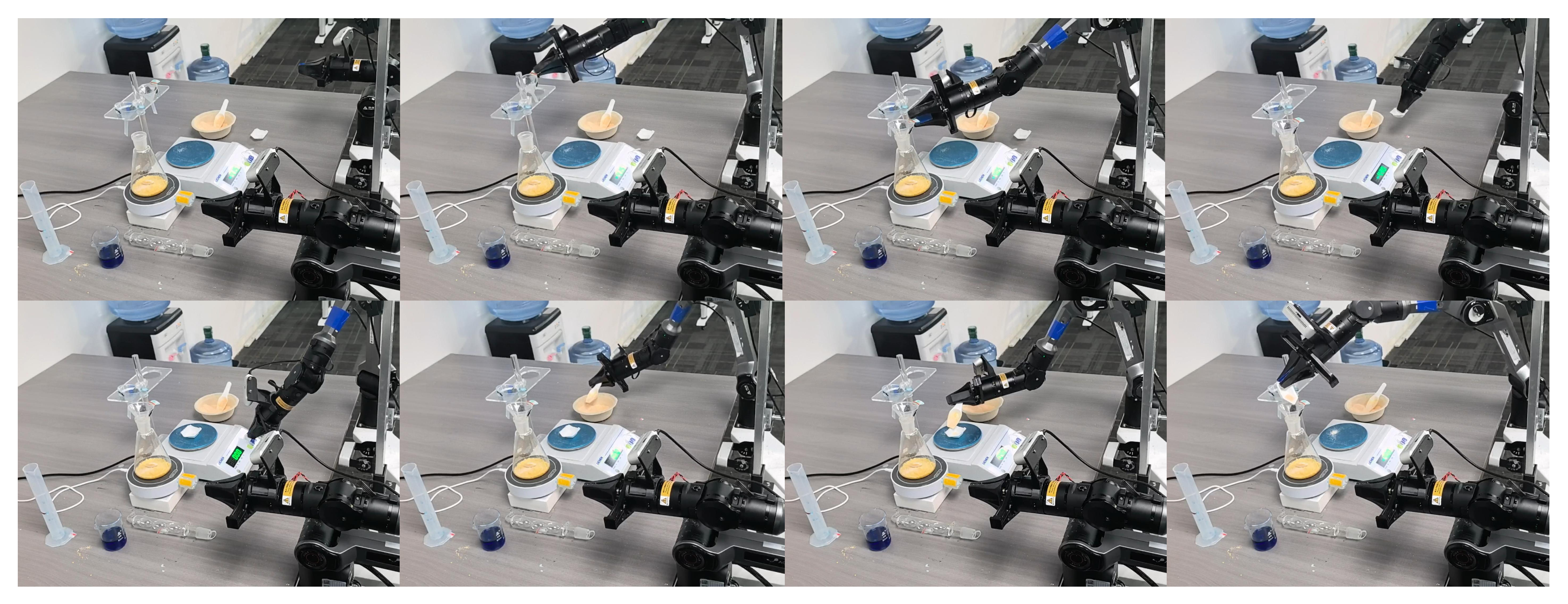 Figure 5: Real-world demonstration of GigaWorld-Policy-0.5 on the Solid Weighing task.