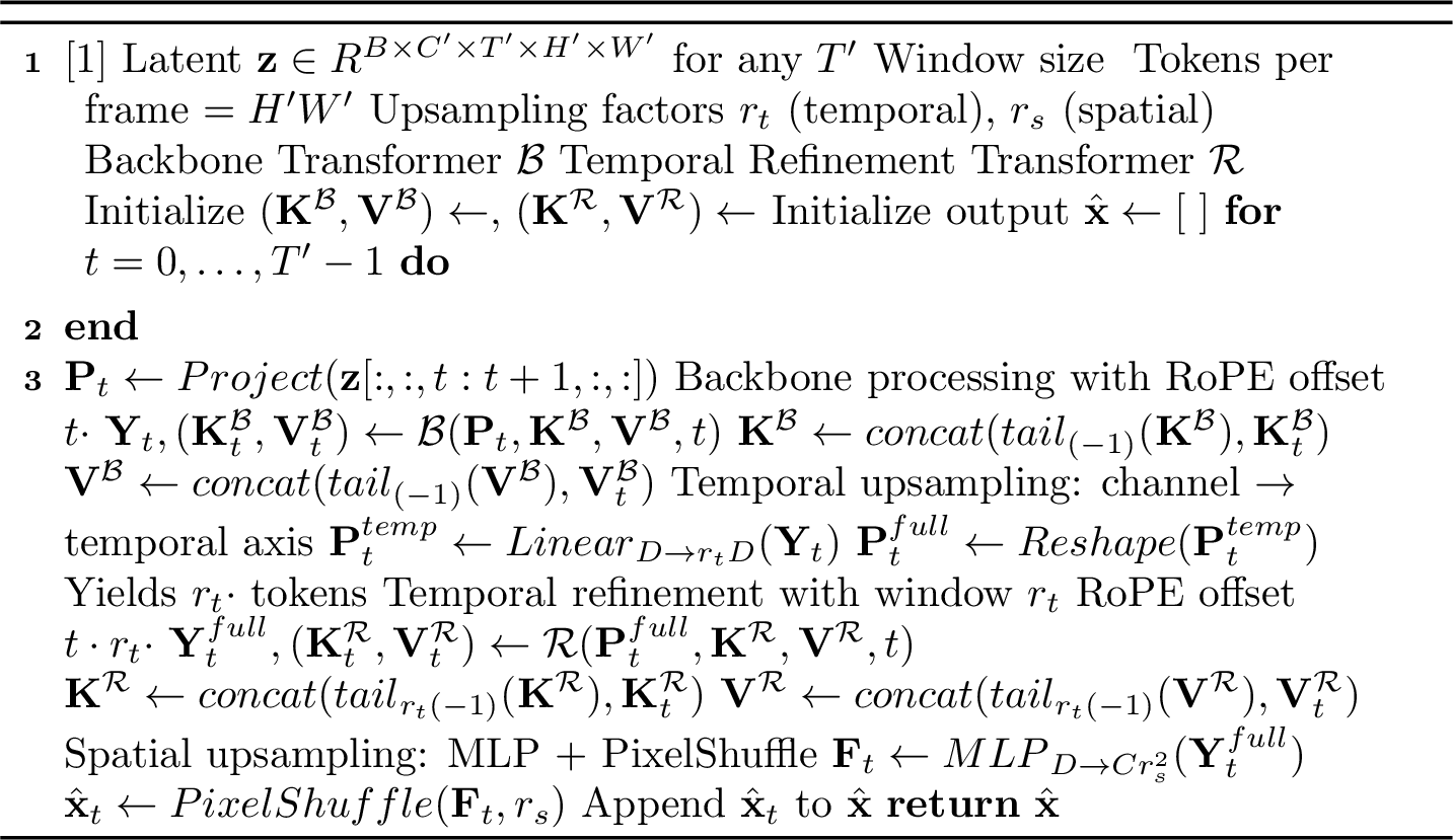 Figure 4: Streaming Video Decoding from Latent
