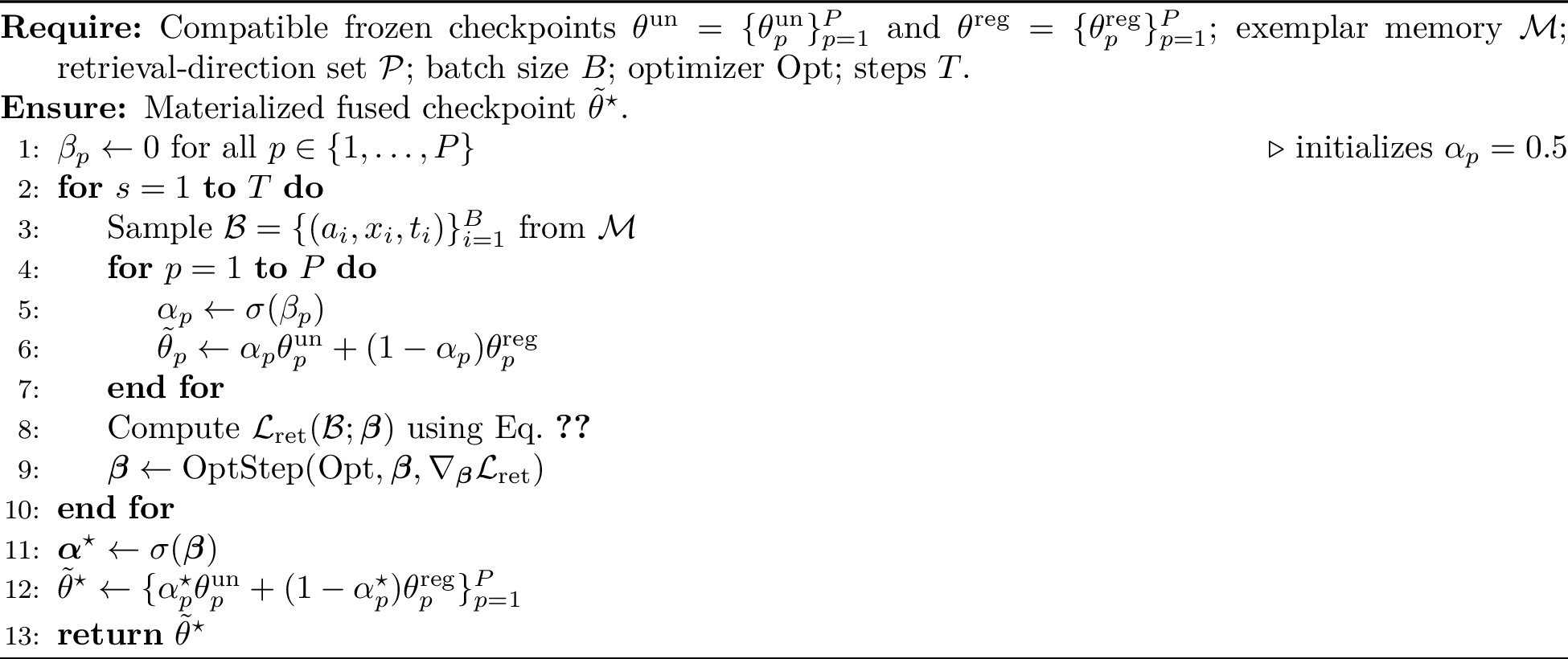 Figure 2: AlphaWiSE: per-tensor fusion of two frozen continual-learning checkpoints.