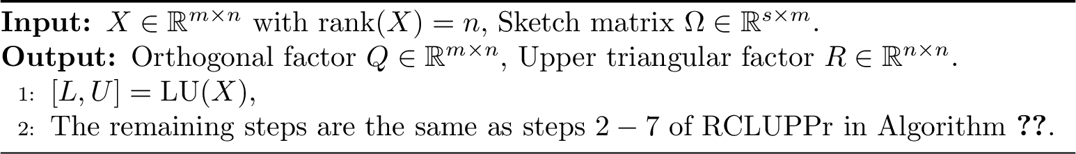 Figure 12: [Q,R]=RCLUr(X)