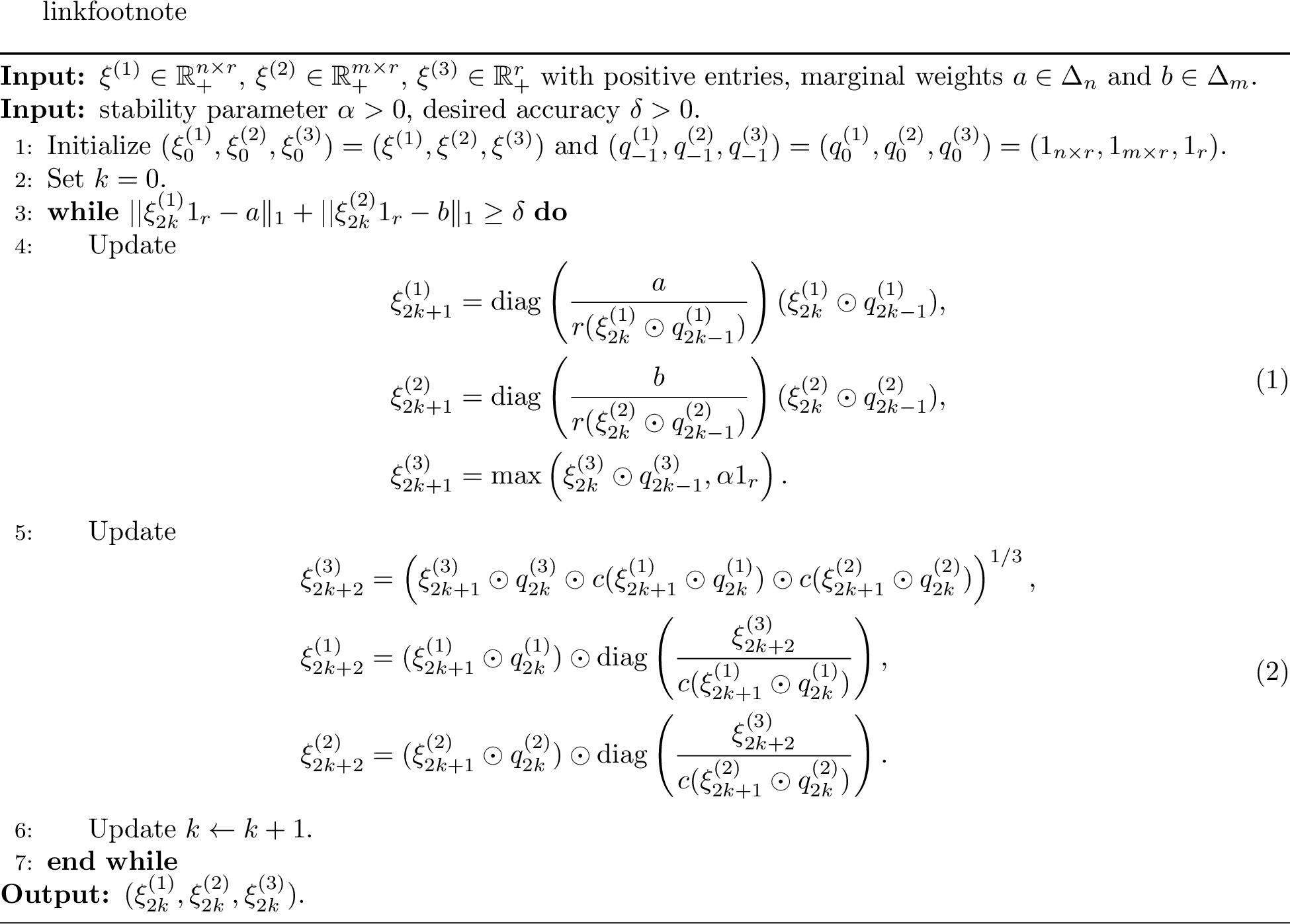 Figure 9: \mathsf{Dykstra}(\xi^{(1)}, \xi^{(2)}, \xi^{(3)}, a, b, \alpha, \delta)