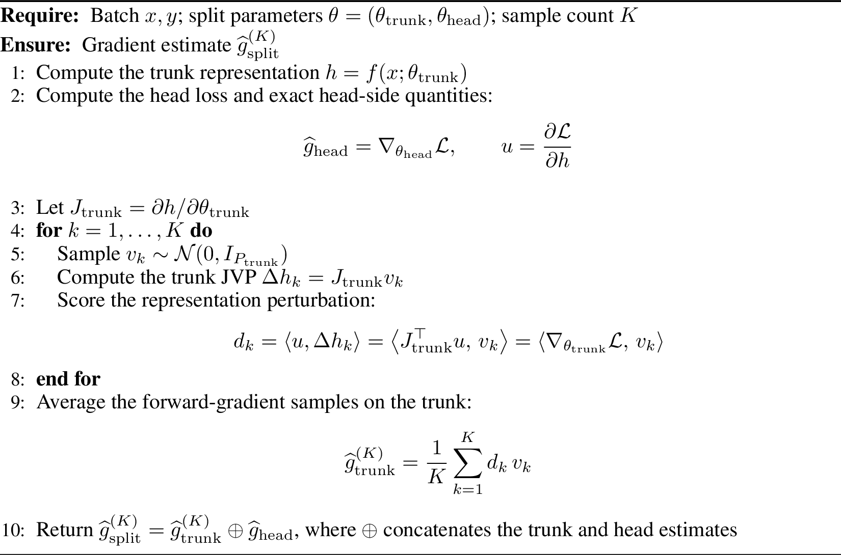 Figure 1: Split-FG estimator at hidden state h