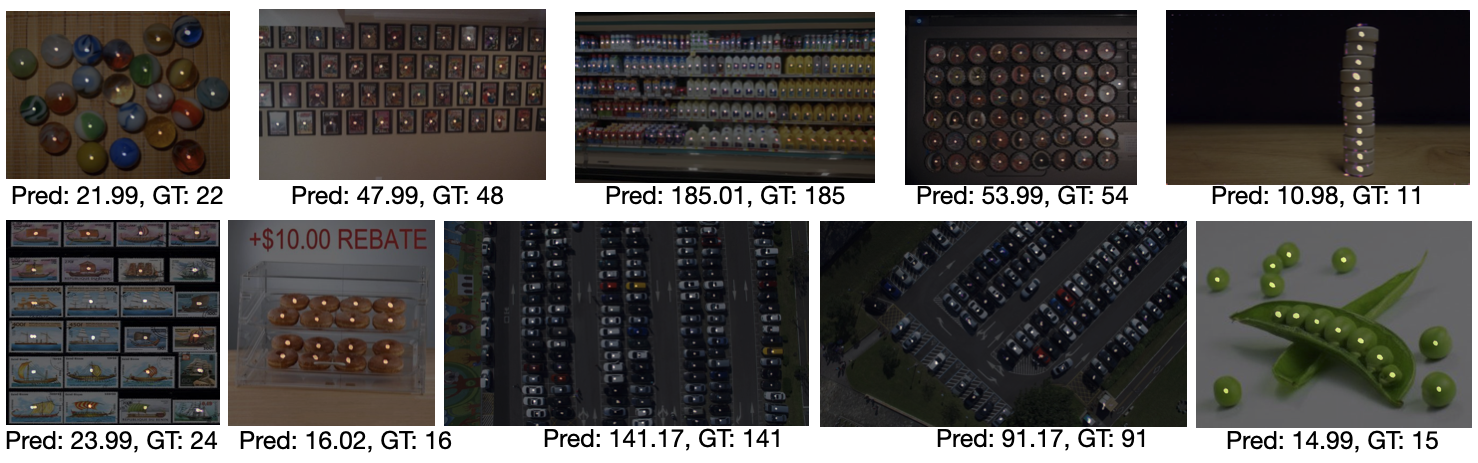 Figure 2: Qualitative results of UpCount on FSC-147 and CARPK.
