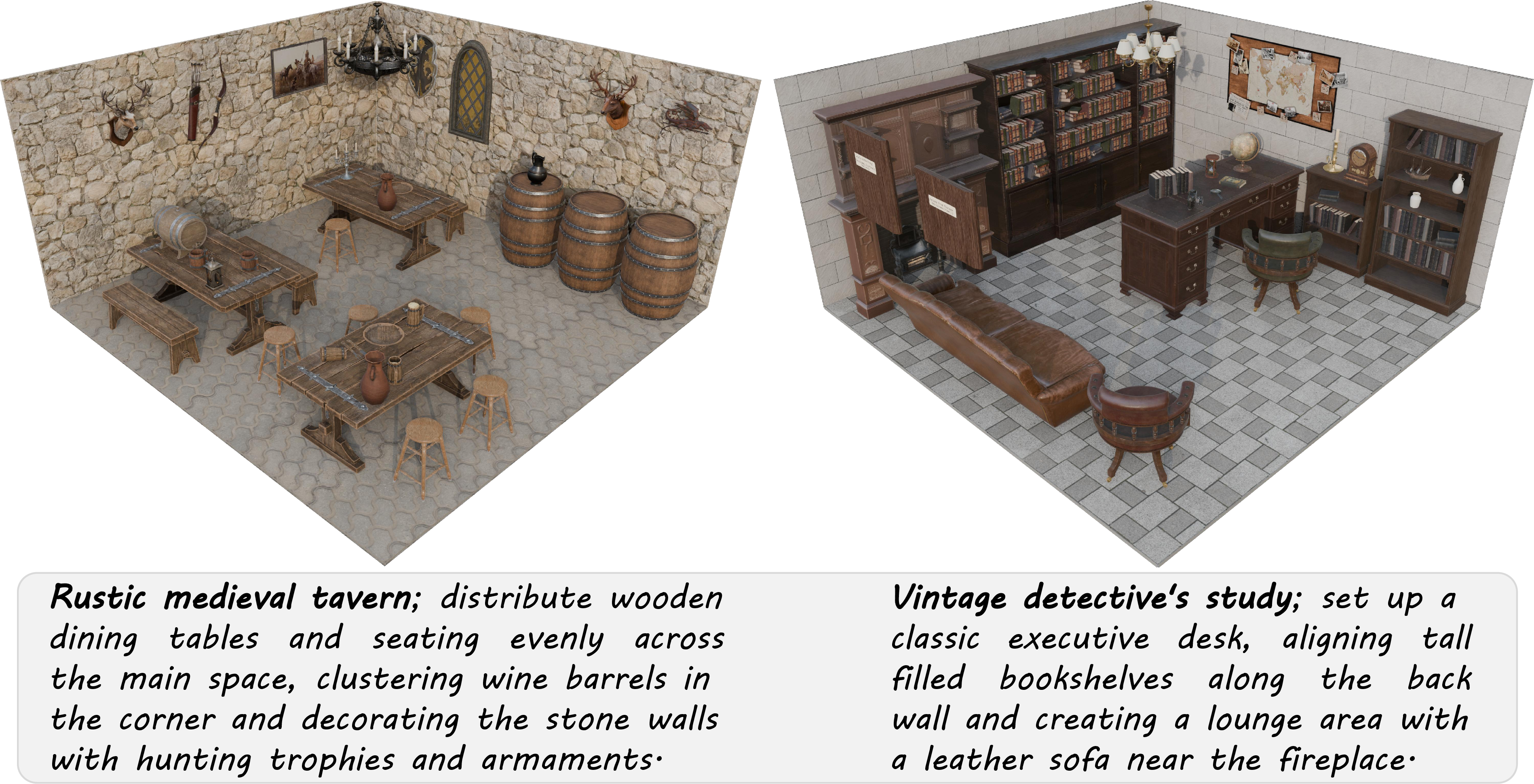 Figure 3: Qualitative results of stylized scene generation.